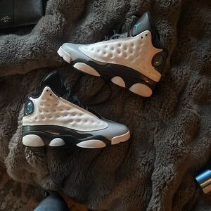 Kids Black and White Jordan 13s